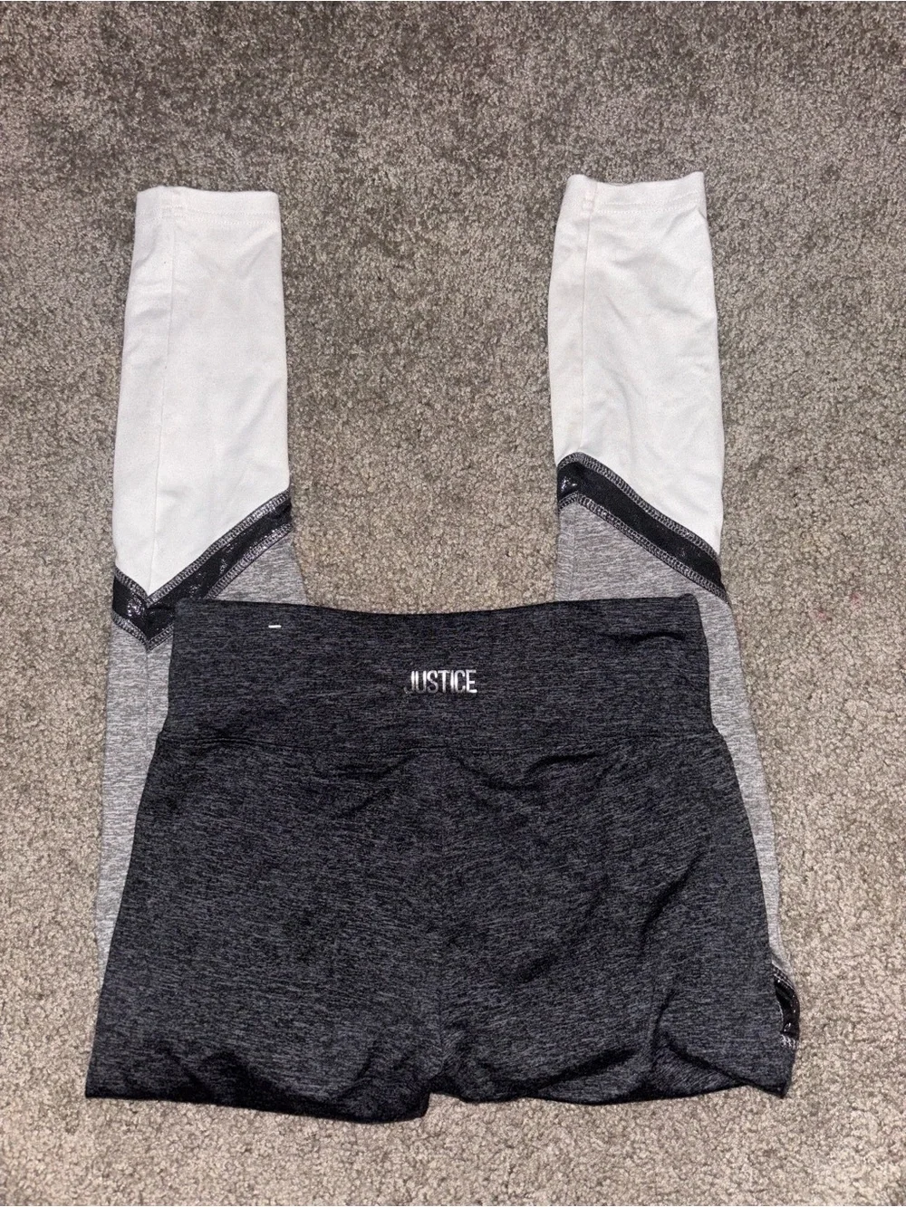 Justice Girls' Black, Gray & White Colorblock Performance Leggings
